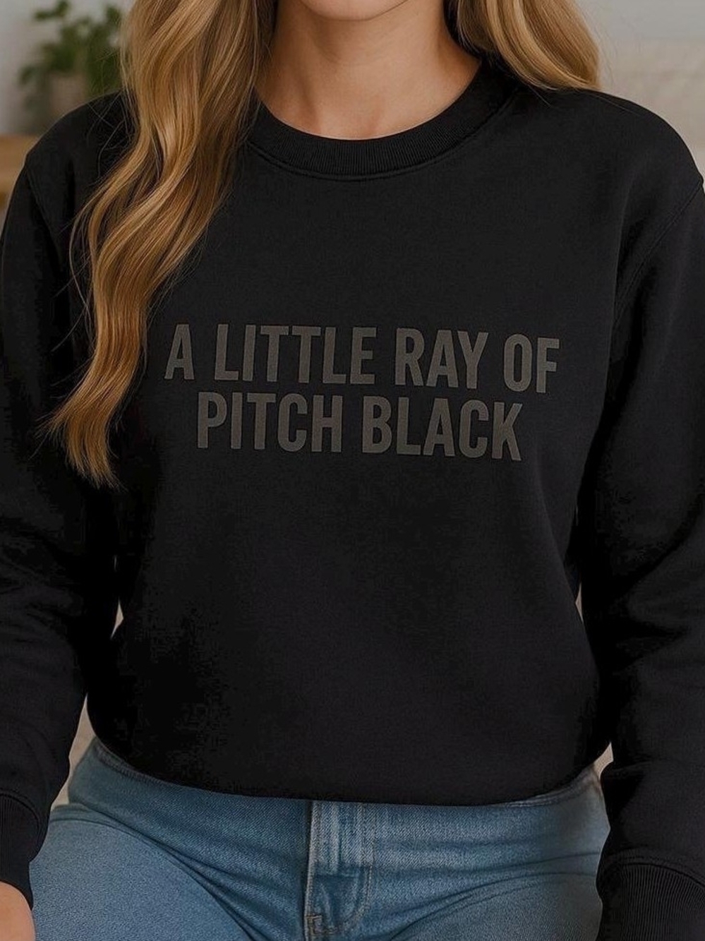 A Little Ray of Pitch Black Graphic Sweatshirt Goth Emo Alternative Crewneck Siz
